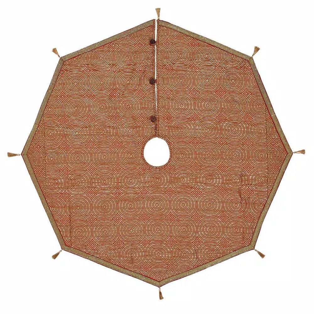 VHC Brands 48 in. Soleil Candy Apple Red Glam Christmas Decor Tree Skirt