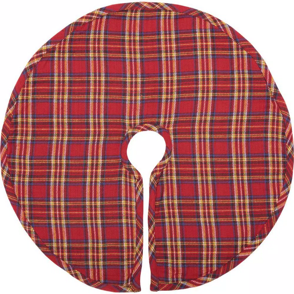 VHC Brands 21 in. Galway Barn Red Rustic Christmas Decor Mini Tree Skirt