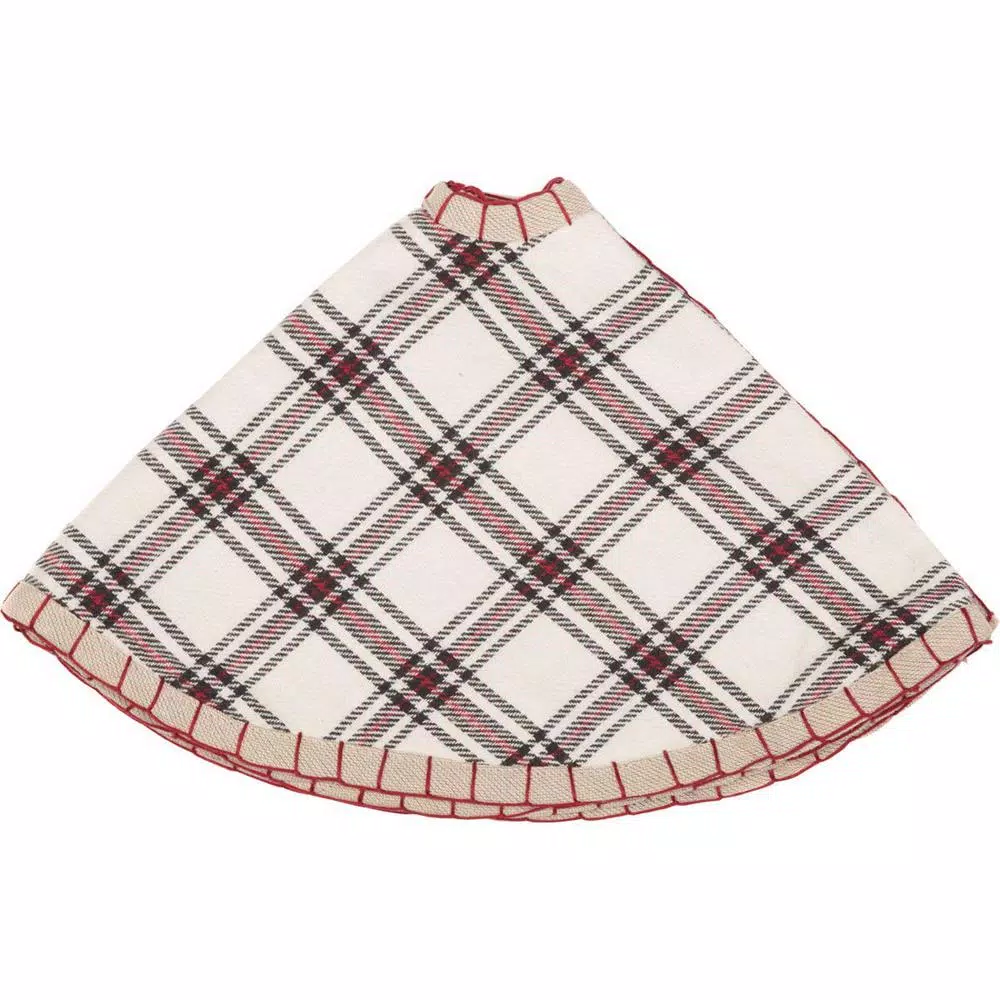 VHC Brands 21 in. Amory Ivory White Farmhouse Christmas Decor Mini Tree Skirt