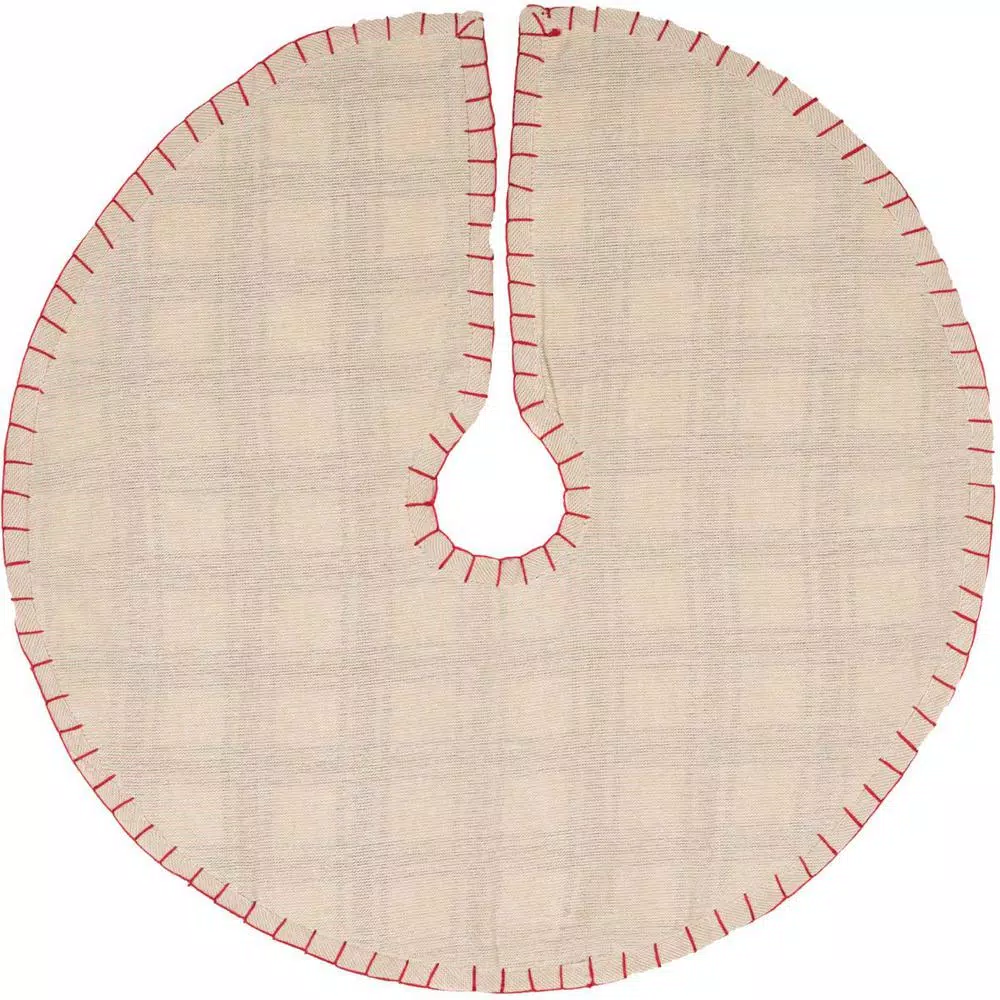 VHC Brands 21 in. Amory Ivory White Farmhouse Christmas Decor Mini Tree Skirt