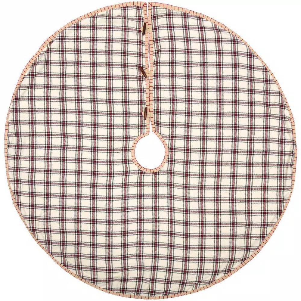 VHC Brands 48 in. Amory Ivory White Farmhouse Christmas Decor Tree Skirt