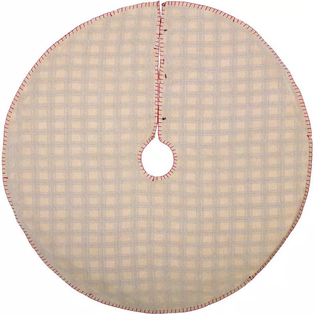 VHC Brands 48 in. Amory Ivory White Farmhouse Christmas Decor Tree Skirt