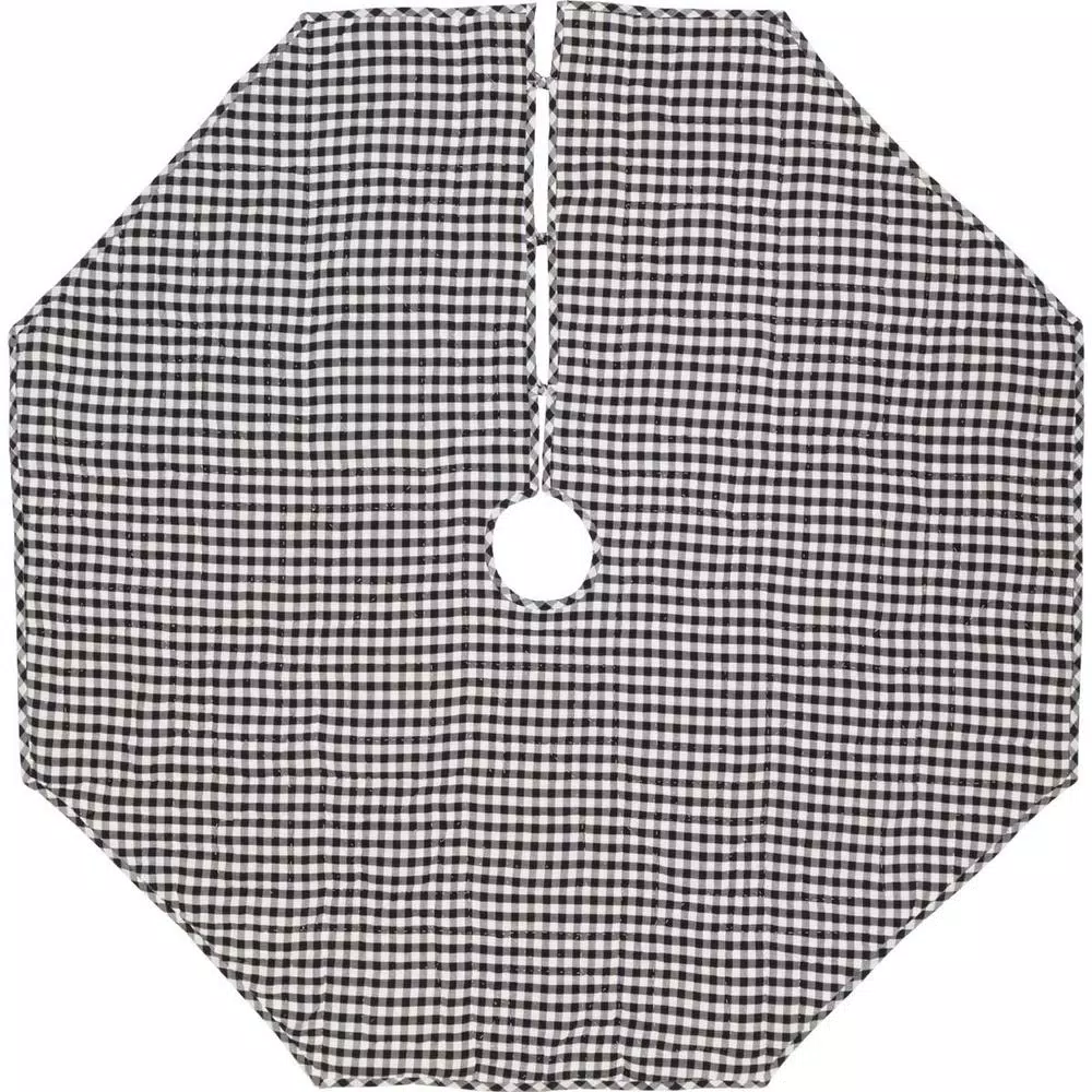 VHC Brands 60 in. Black Emmie Farmhouse Christmas Decor Patchwork Tree Skirt