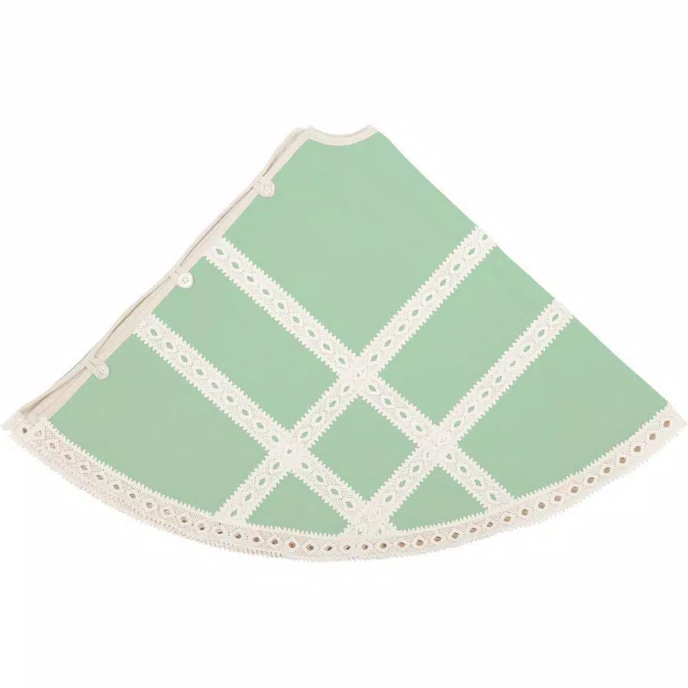 VHC Brands 48 in. Mint Margot Farmhouse Christmas Decor Tree Skirt