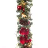 Village Lighting Company 9 ft. Pre-Lit LED Red Magnolia Garland