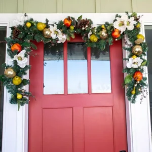 Village Lighting Company 9 ft. Pre-Lit LED Magnolia Orchard Garland