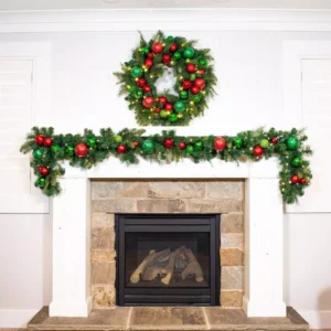 Village Lighting Company 30 in. Pre-Lit LED Christmas Cheer Wreath