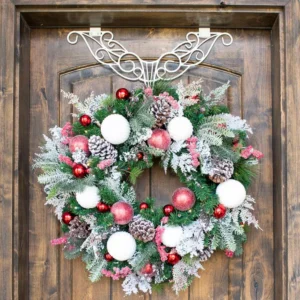 Village Lighting Company 30 in. Pre-Lit LED Frosted Wonderland Wreath
