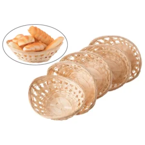 Vintiquewise Natural Bamboo Oval Storage Bread Basket Storage Display Trays (Set of 5)