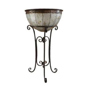 Vintiquewise Galvanized Metal Standing Beverage Cooler Tub with Liner