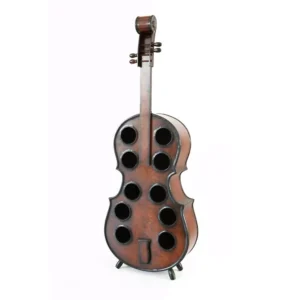 Vintiquewise Decorative 10 Bottle Wooden Cello Shaped Wine Rack 53 in. Floor Violin