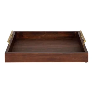 Kate and Laurel Lipton 16 in. x 12 in. Walnut Brown Rectangle Decorative Tray