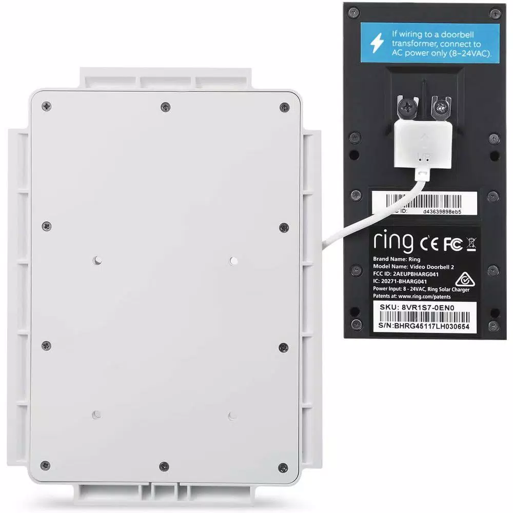 Wasserstein 0.5-Watt Solar Charger Mount Compatible with Ring Video Doorbell 2 Weatherproof (White)
