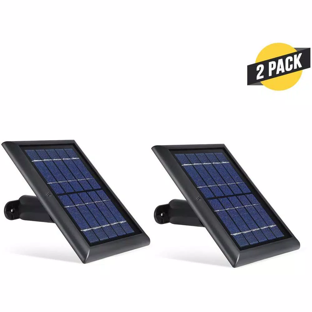 Wasserstein Solar Panel Compatible with Ring Spotlight Cam Battery and Ring Stick Up Cam Battery (2 Pack, Black)