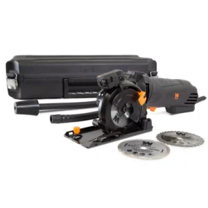 WEN 4.2 Amp 3-3/8 in. Plunge Cut Compact Circular Saw with Laser, Carrying Case, and 3-Blades
