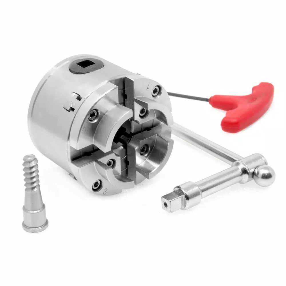 WEN 2.75 in. 4-Jaw Self-Centering Keyed Lathe Chuck Set with 1 in. x 8TPI Thread