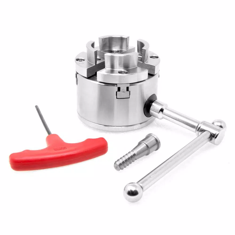 WEN 2.75 in. 4-Jaw Self-Centering Keyed Lathe Chuck Set with 1 in. x 8TPI Thread
