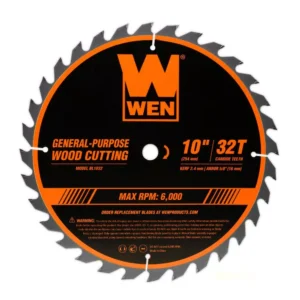 WEN 10 in. 32-Tooth and 60-Tooth Carbide-Tipped Professional Woodworking Saw Blade Set (2-Pack)