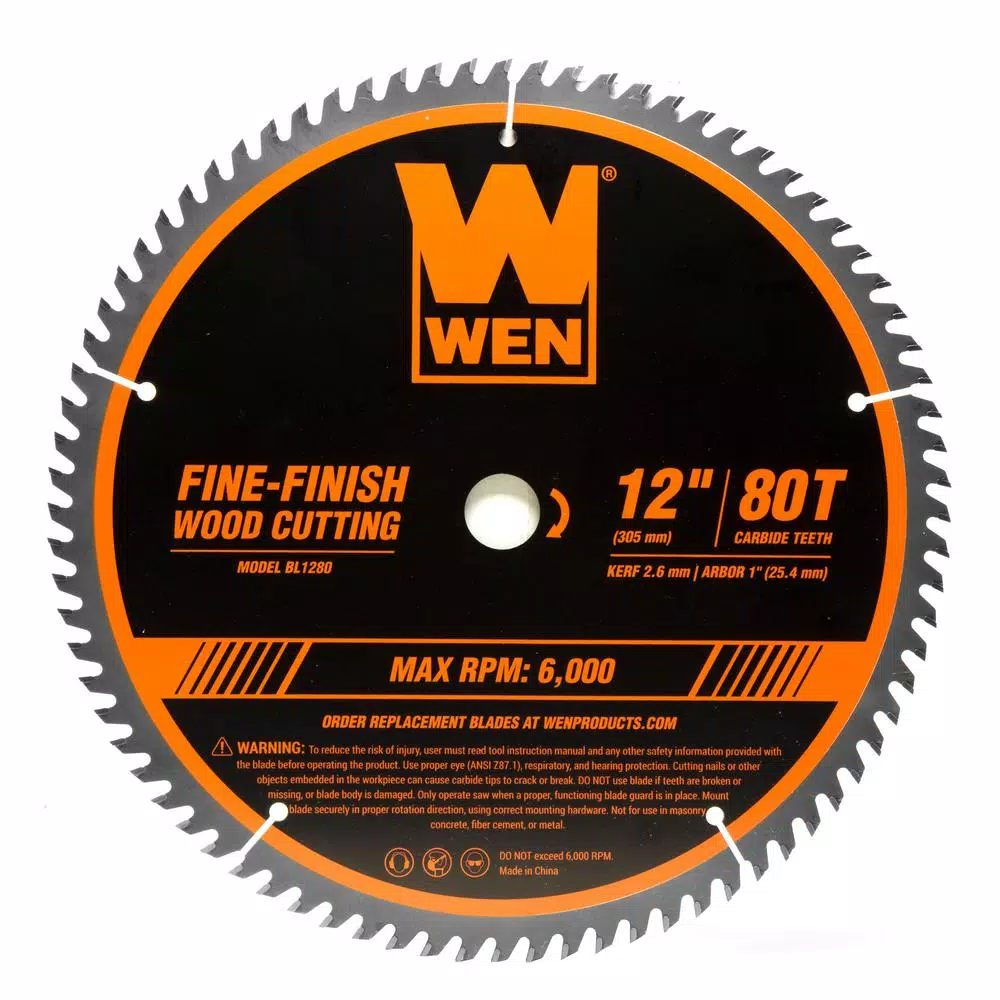 WEN 12 in. 32-Tooth and 80-Tooth Carbide-Tipped Professional Woodworking Saw Blade Set (2-Pack)