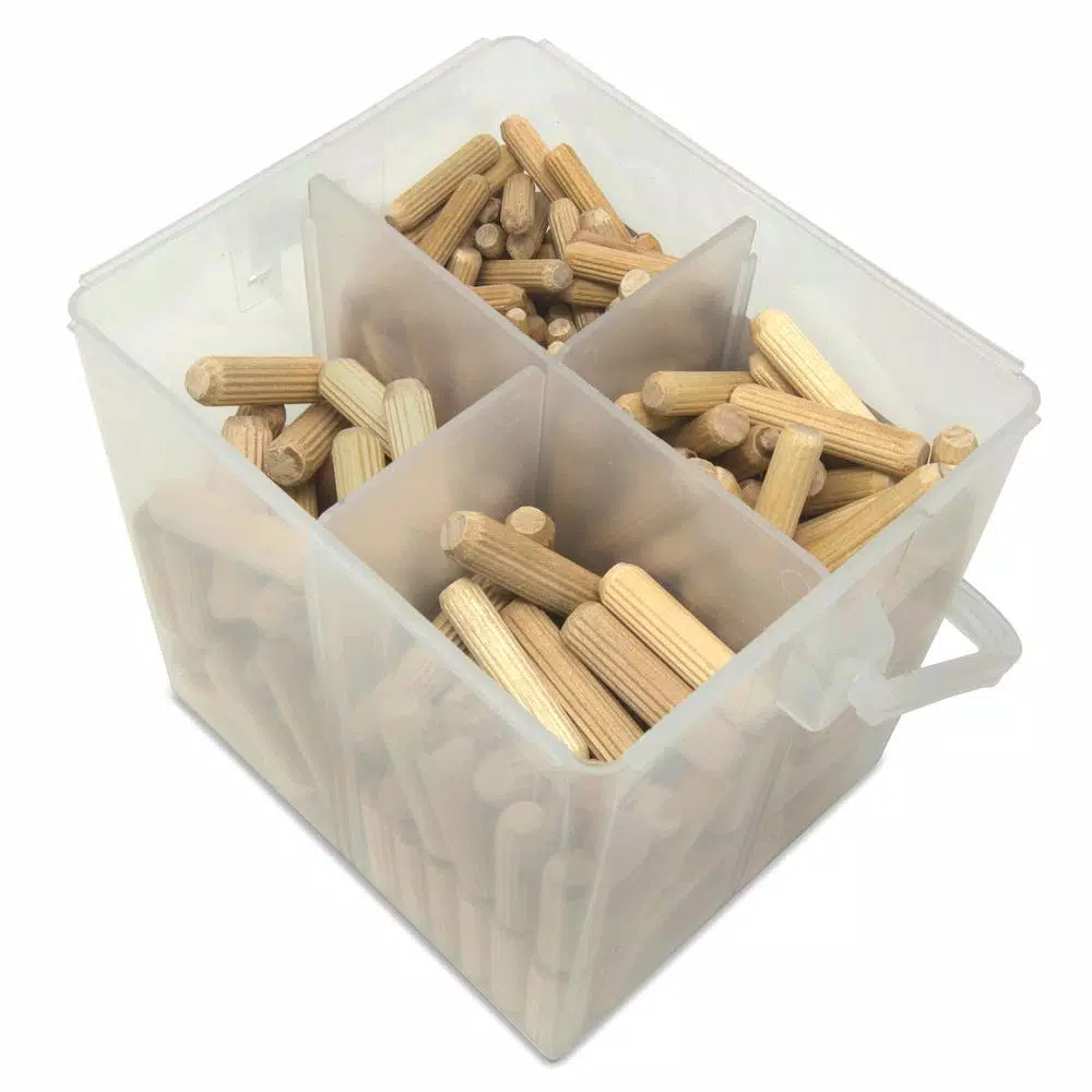 WEN Fluted Dowel Pin Variety Bucket with 1/4 in., 5/16 in., and 3/8 in. Woodworking Dowels (400-Piece)