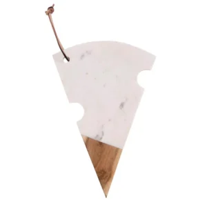 3R Studios Marble and Acacia Wood Cutting Board with Cheese Slice Shape