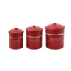 3R Studios Flour, Sugar and Coffee Red Tin Containers with Lids (Set of 3 Sizes)
