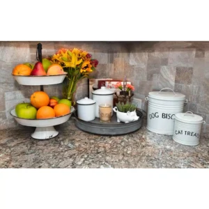 3R Studios White Enameled Pet Treat Containers (Set of 2 Sizes)