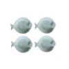 3R Studios 5.75 in. 4-Piece Aqua Fish Shaped Dish Set
