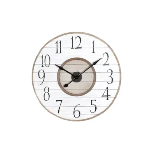 3R Studios White Distressed Wood Slat Wall Clock