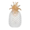 A & B Home 9 in. Light White Glass Pineapple with LED