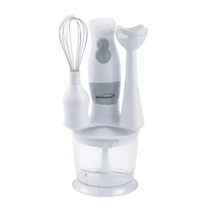 Brentwood Appliances 2-Speed White Hand Mixer Blender and Food Processor with Balloon Whisk