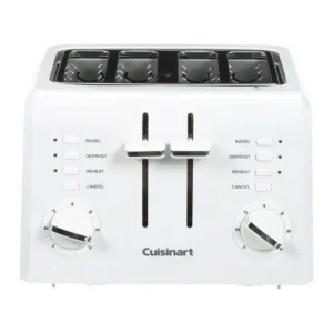 Cuisinart Compact 4-Slice White Wide Slot Toaster with Crumb Tray