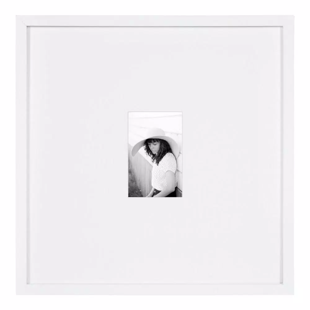 DesignOvation Gallery 17 in. x 17 in. matted to 4 in. x 6 in. White Picture Frame