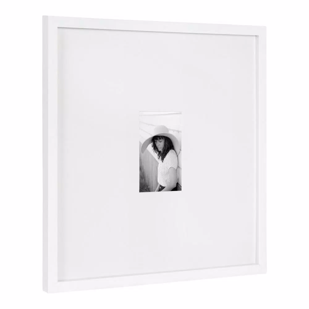 DesignOvation Gallery 17 in. x 17 in. matted to 4 in. x 6 in. White Picture Frame