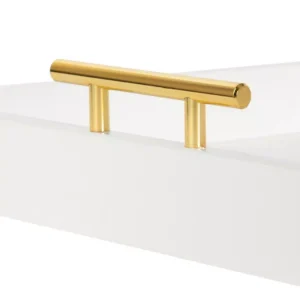 Kate and Laurel Lipton 18 in. x 3 in. x 28 in. White/Gold Decorative Tray