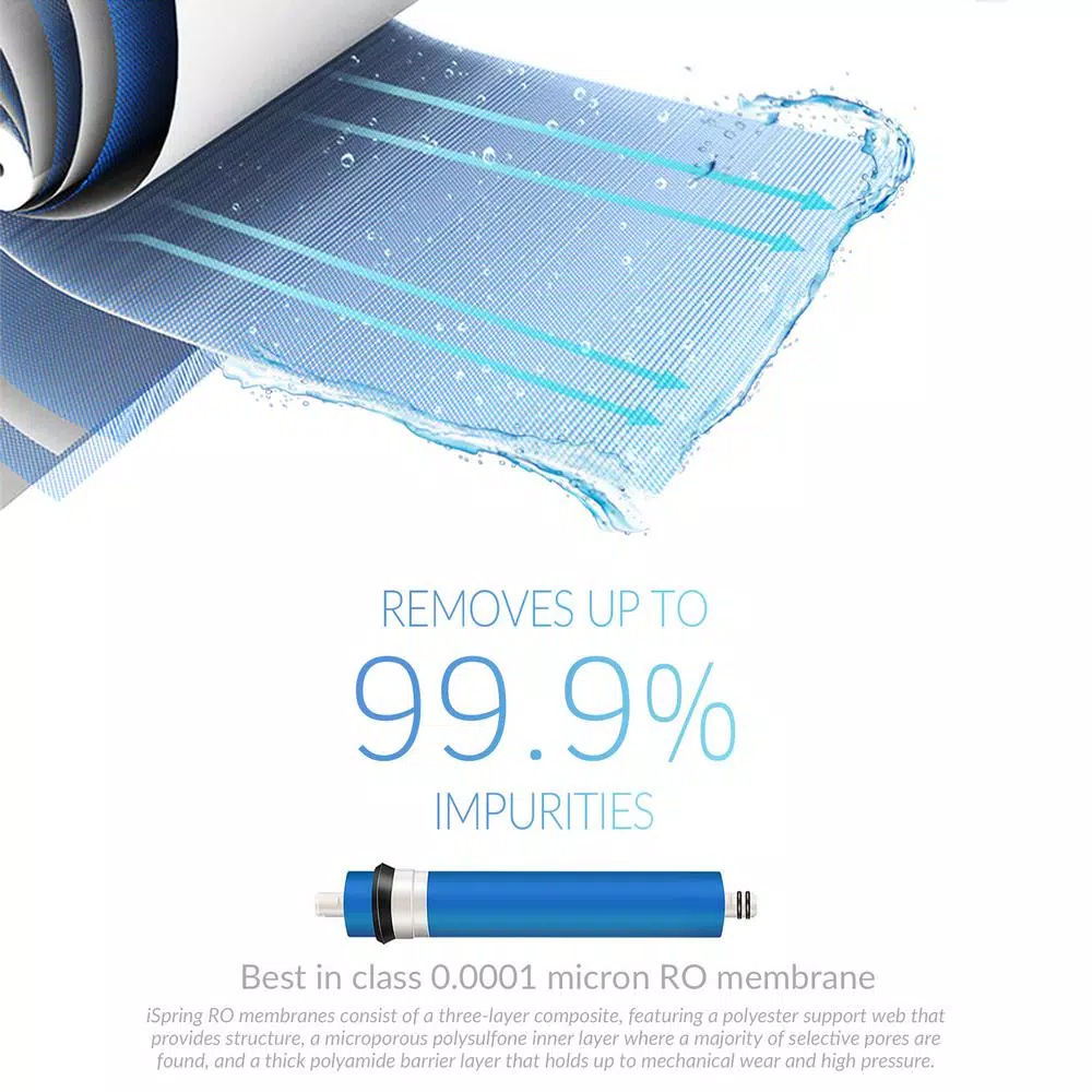 ISPRING Maximum Performance Under Sink Reverse Osmosis Drinking Water Filtration System with Booster Pump