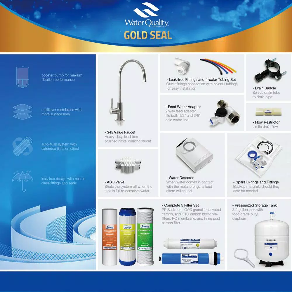 ISPRING Maximum Performance Under Sink Reverse Osmosis Water Filtration System with Booster Pump and Alkaline Filter