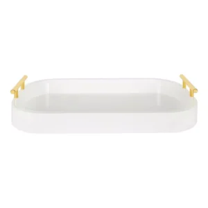 Kate and Laurel Lipton 18 in. x 3 in. x 10 in. White Decorative Rectangle Tray
