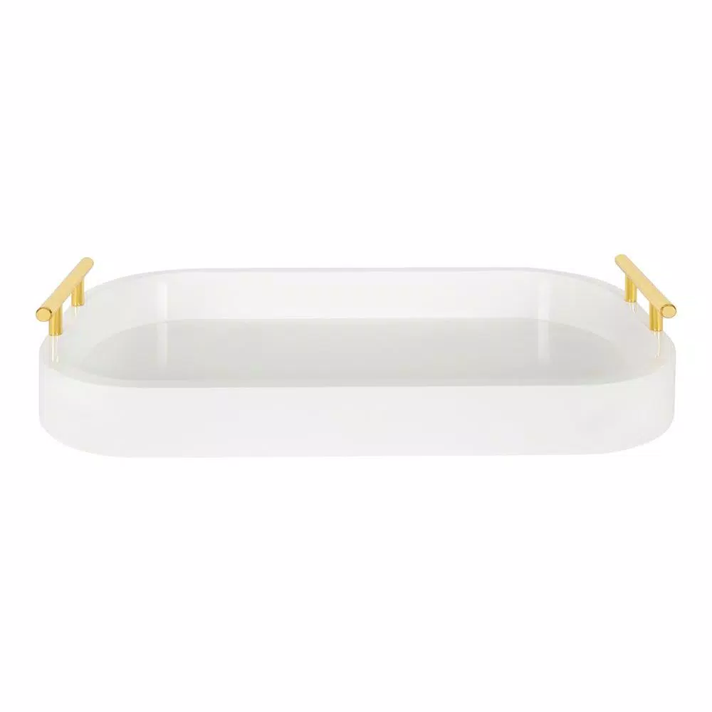 Kate and Laurel Lipton 18 in. x 3 in. x 10 in. White Decorative Rectangle Tray