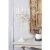 LITTON LANE Tall Vintage White Metal Candelabra with Scrolled Arms