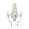 LITTON LANE Distressed White 2-Light Candle Sconce