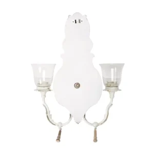 LITTON LANE Distressed White 2-Light Candle Sconce