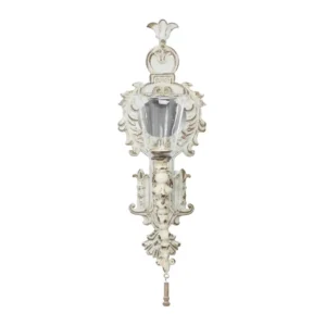 LITTON LANE Distressed White Ornate Candle Sconce