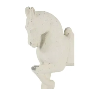 LITTON LANE Large Distressed White Horse Sculpture Shelf Decor