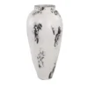 LITTON LANE Black and White Stoneware Floor Decorative Vase with Textured Brushstroke Detail
