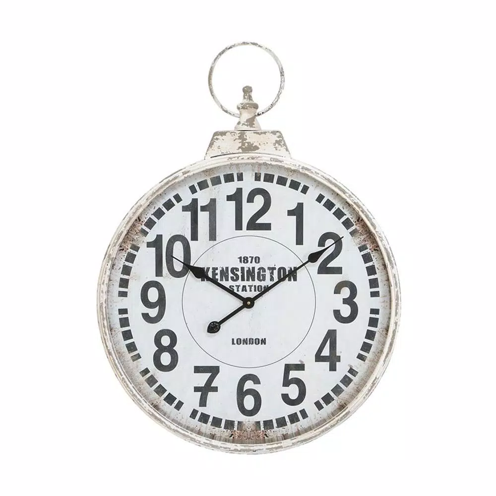 LITTON LANE 32 in. x 24 in. London Inspired Antique Round Wall Clock