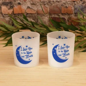 LUMABASE Battery Operated LED Candles - I Love You to the Moon and Back (Set of 2)