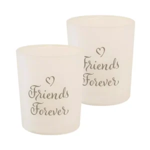 LUMABASE Battery Operated Glass LED Candles - Friends Forever (Set of 2)