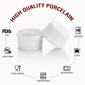 MALACASA 2.75 in. White Ceramic Ramekins Souffle Dishes (Set of 12)