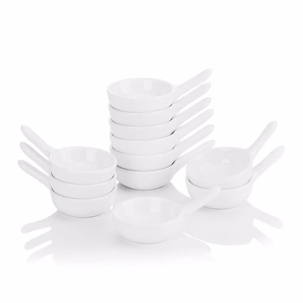 MALACASA 3.75 in. White Porcelain Ramekins Serving Dishes Set (Set of 12)